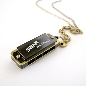 Black Anchor Drop Harmonica Necklace