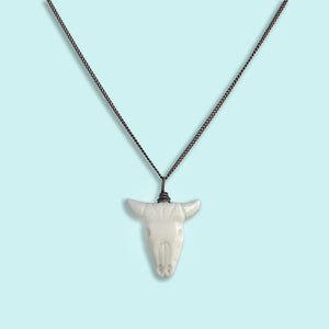 White Cow Skull Necklace