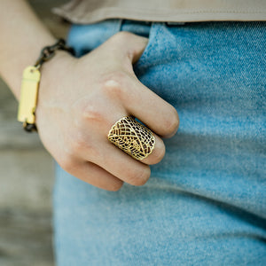 Gold Leaf Lace Ring