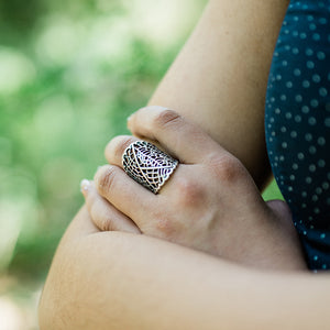 Silver Leaf Lace Ring