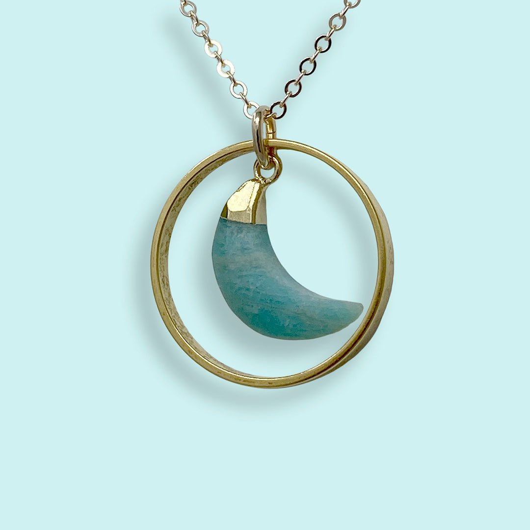 Amazonite Moon Halo Necklace - Ornamental Things