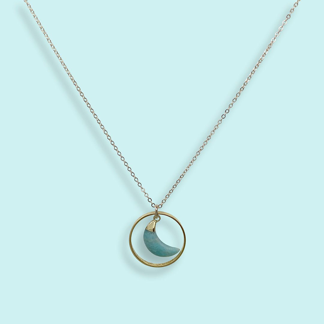 Amazonite Moon Halo Necklace - Ornamental Things