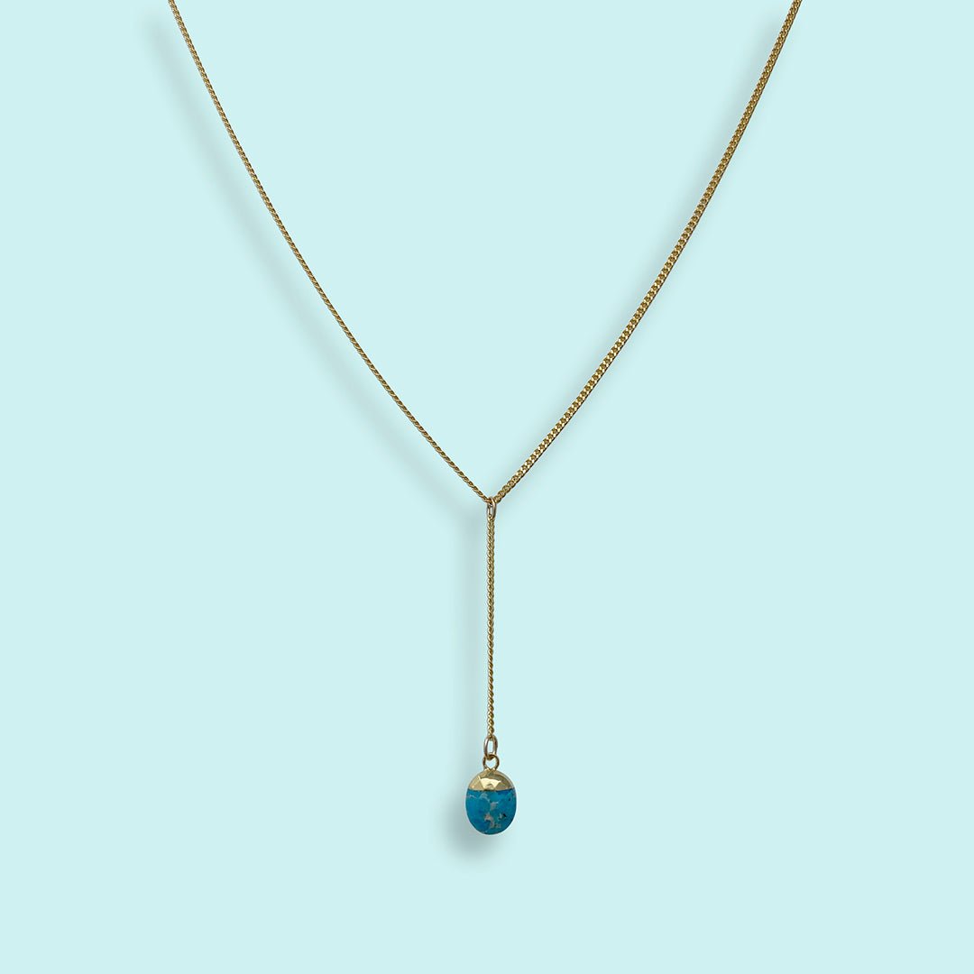 Faceted Turquoise Stone Y - Drop Necklace - Ornamental Things