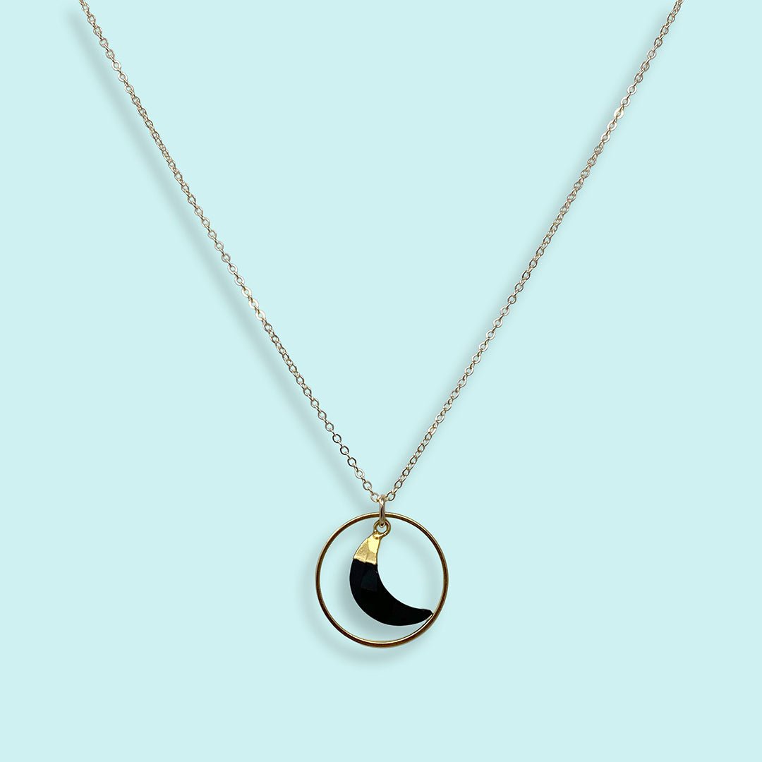 Onyx Moon Halo Necklace - Ornamental Things