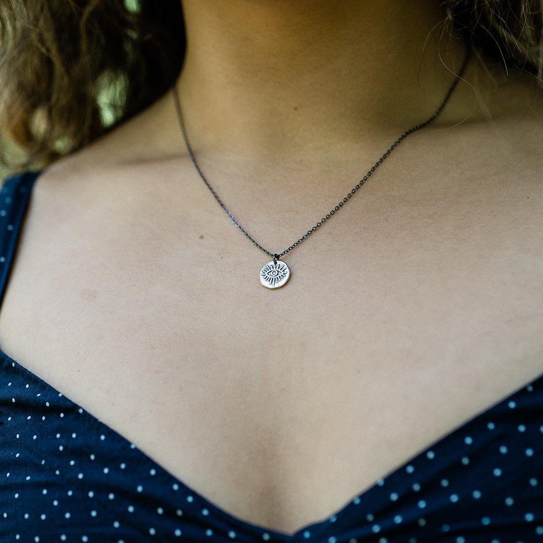 Sterling Evil Eye Medallion Necklace - Ornamental Things