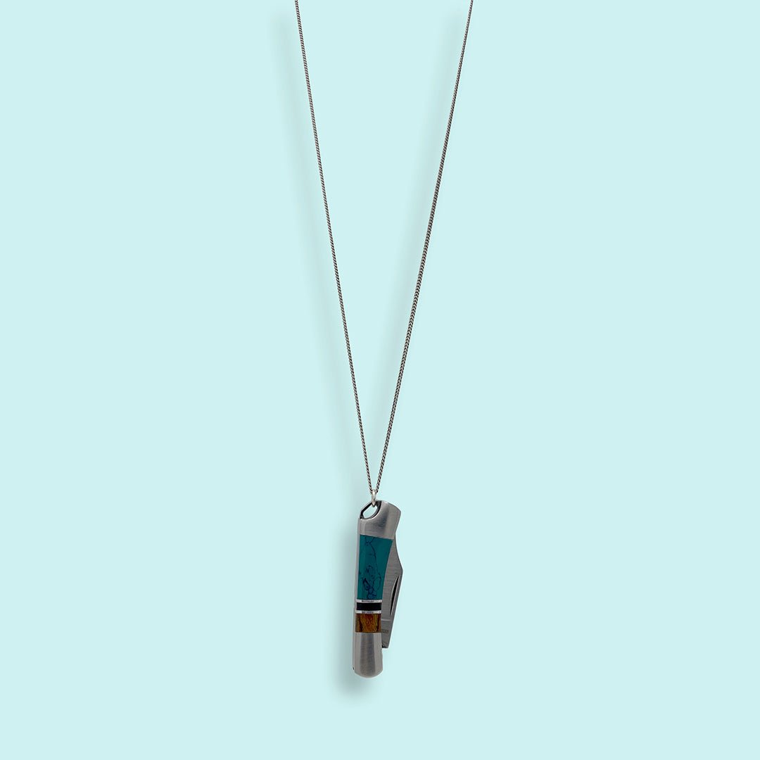 Turquoise and Wood Knife Necklace - Ornamental Things
